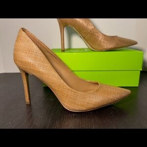 Sam Edelman Hazel Pointed Toe Pumps Heels Tan Raffia Womans 8M